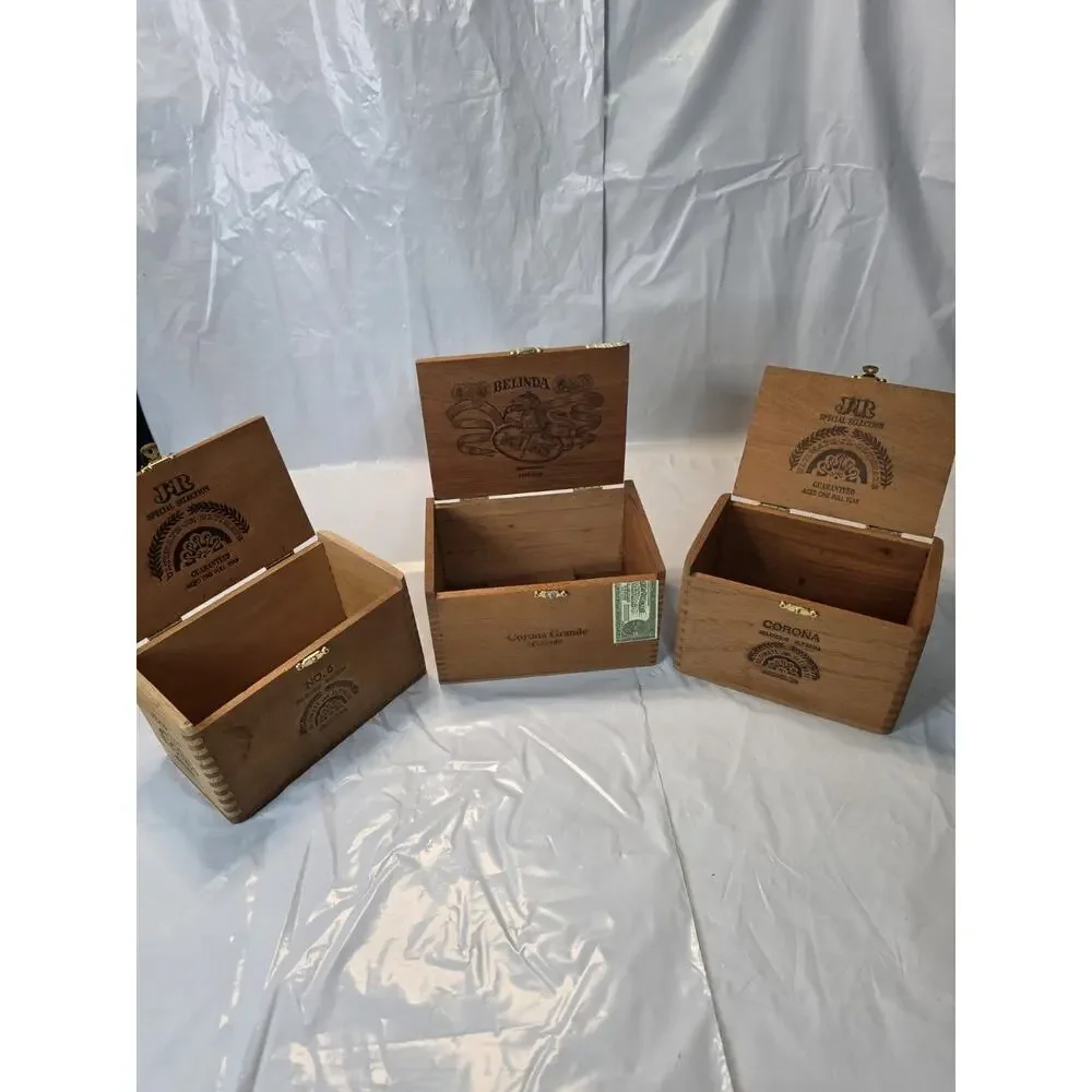 THREE (3) BEAUTIFUL WOODEN CIGAR BOXES Holds 25 Cigars Each..